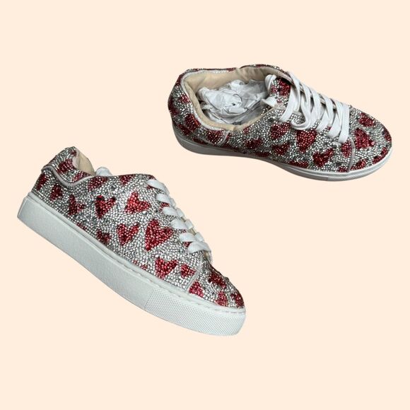 Betsey Johnson Rhinestone Heart Sneakers - Picture 1 of 7